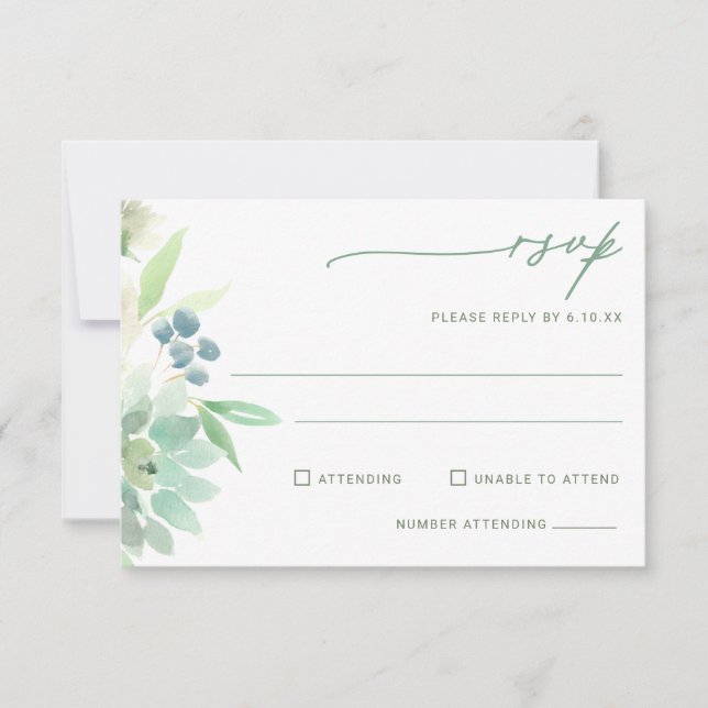 Wedding RSVP Succulent Cactus Watercolor (Front)
