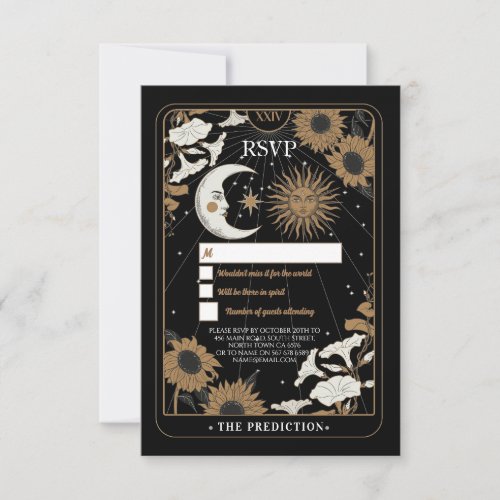 Wedding RSVP Tarot Moon Stars Aligned Respond Card