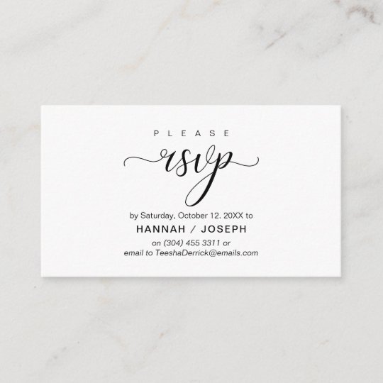 Wedding RSVP via Phone or email respond Enclosure Card | Zazzle.com