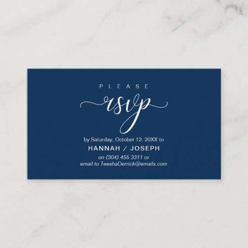 Wedding RSVP via Phone or email respond Enclosure Card