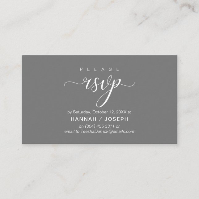 Wedding RSVP via Phone or email respond Enclosure Card (Front)