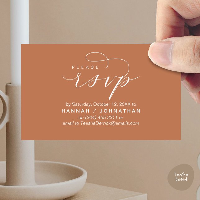 Wedding RSVP via Phone or email respond Enclosure Card (Wedding Invitation RSVP Respond via Phone or email Online Enclosure Card, Copper Brown)