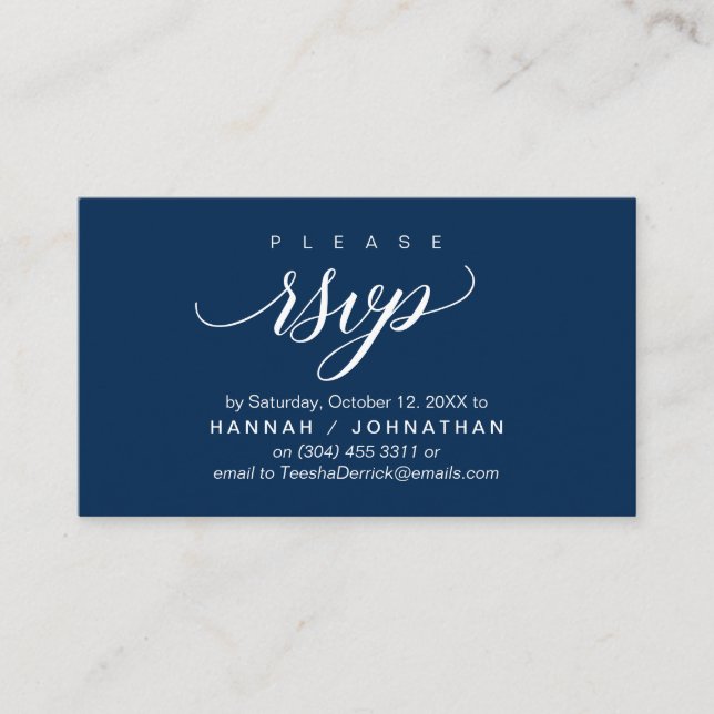 Wedding RSVP via Phone or email respond Enclosure Card (Front)