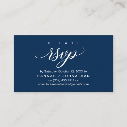 Wedding RSVP via Phone or email respond Enclosure Card