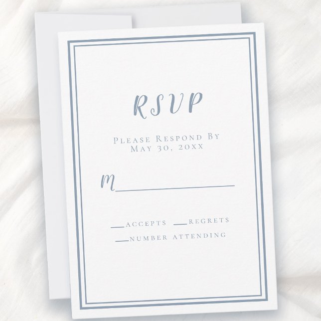 Wedding RSVP White & Dusty Blue Simple Minimalist (Wedding RSVP White & Dusty Blue Simple Minimalist)