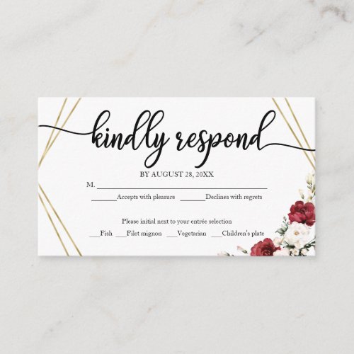  Wedding RSVP White Floral Geometric Rustic Wood Enclosure Card