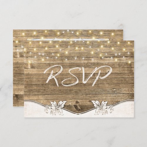 wedding RSVP_ wood and glowing lights Invitation