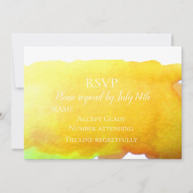 Wedding RSVP yellow sand beach modern watercolor Invitation (Front)