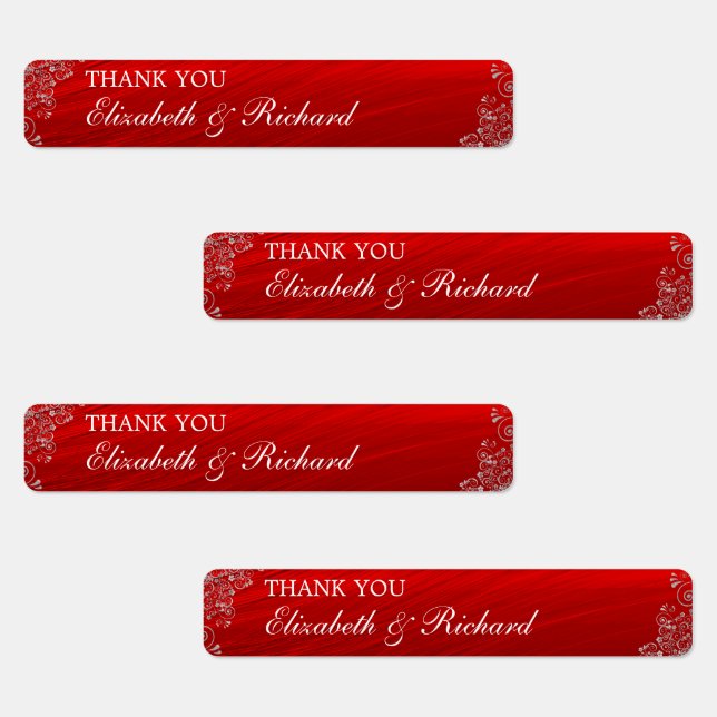 Wedding Ruby Red Thank You Lip Balm  Labels (Group)