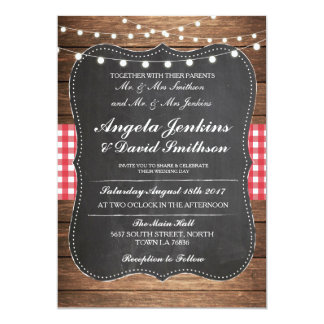Wedding Rustic Chalk Wood Lights Barn Invite
