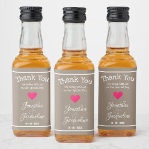 Wedding Rustic Chic Guest Favor Names Cute Mini Liquor Bottle Label