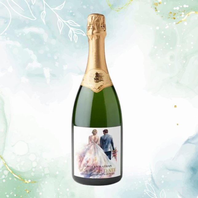 Wedding Rustic Classic Boho Floral Sparkling Wine Label (Add a heartfelt touch to your celebration with this rustic boho floral sparkling wine label)