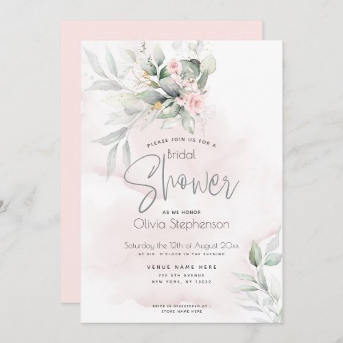 Wedding  Rustic Floral Garden Pale Pink Invitation