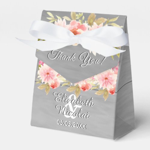 Wedding rustic gray wood blush floral thank you favor boxes