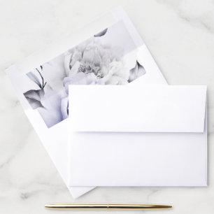 Wedding Rustic Lilac and Alabaster Peony Floral Envelope Liner