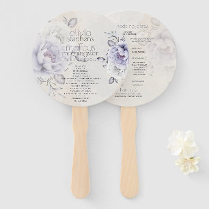 Wedding Rustic Lilac and Alabaster Peony Floral Hand Fan