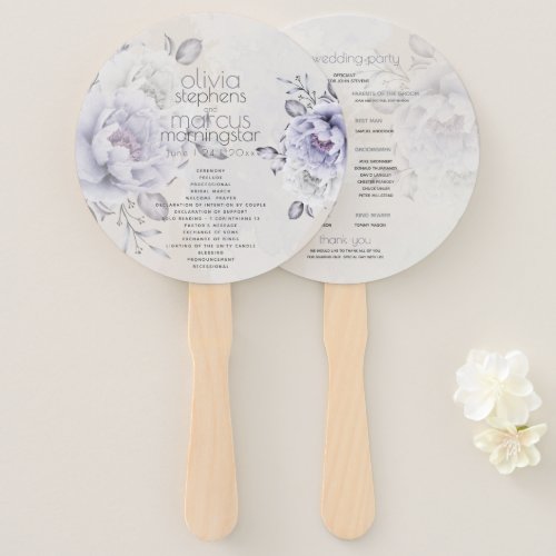 Wedding  Rustic Lilac and Alabaster Peony Floral Hand Fan