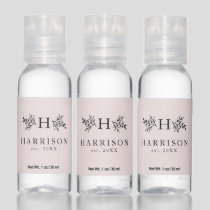 Wedding rustic monogram personalized blush pink hand sanitizer
