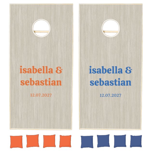 Wedding rustic retro monogram team cornhole set