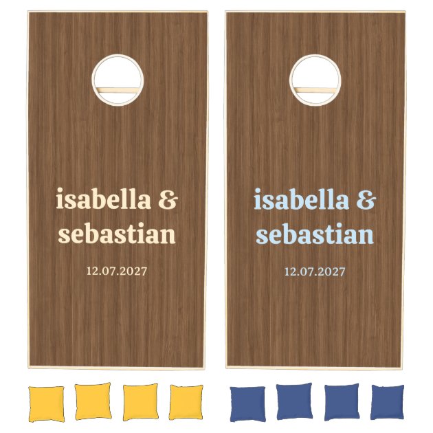 Wedding rustic retro monogram wood cornhole set