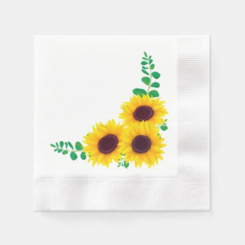 Wedding rustic sunflower eucalyptus   napkins