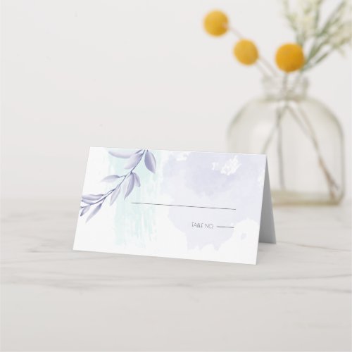 Wedding  Rustic Watercolor Aqua Lilac Greenery Place Card