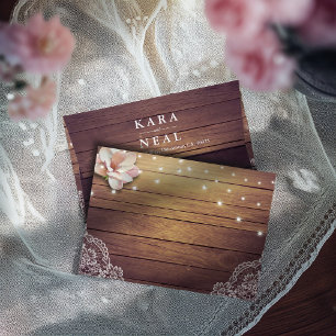 Wedding Rustic Wood Chic Floral String Lights Lace Envelope