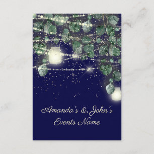 Wedding Rustic Wood Golden Hearts Lights Navy Invitation