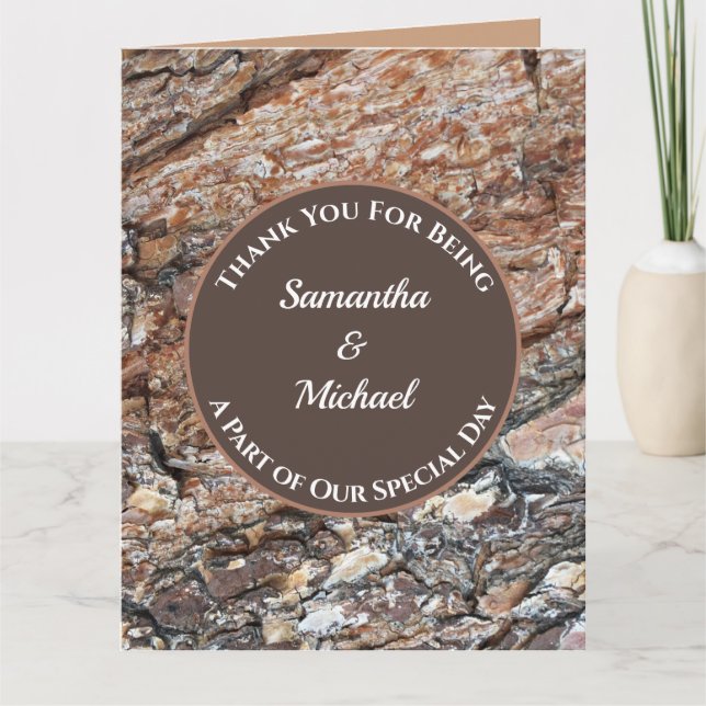 Wedding Rustic Woodgrain Guest Thank You Card (Front)
