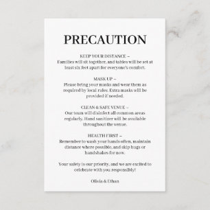 Wedding Safety Covid Guidelines Card