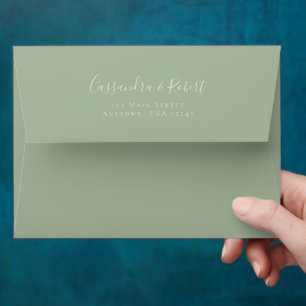 Wedding Sage Green A7 5x7 Return Address Envelope