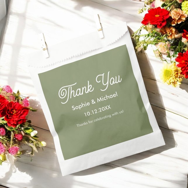 Wedding Sage Green Bride Groom Thank You Favor Bag (Creator Uploaded)