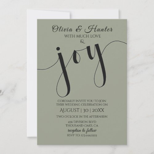 Wedding, Sage Green, Elegant, Script, Invitation