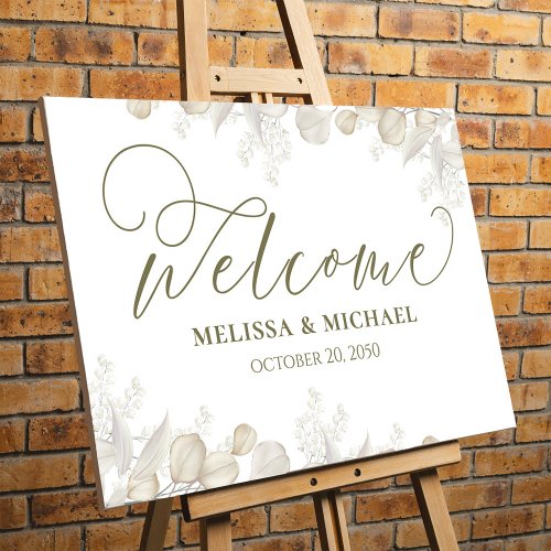 Wedding Sage Green Greenery Welcome Foam Board