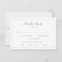 Wedding Sage Green Monogram Meal Choice RSVP Card