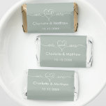 Wedding sage green Mr Mrs heart typography Hershey's Miniatures<br><div class="desc">Sage green background,  white text.  With the text mr and mrs with a heart.  Personalize and add your names and the wedding date.</div>