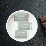 Wedding sage green names Love is Sweet Hershey's Miniatures<br><div class="desc">A sage green background,  white text.   Personalize and add your names and the wedding date.  Text: Love is Sweet</div>