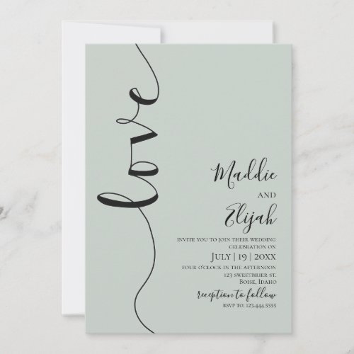 Wedding, Sage Green, Simple, Typography, Script, Invitation