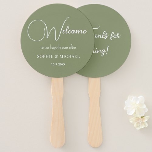 Wedding Sage Green White Ceremony Fans