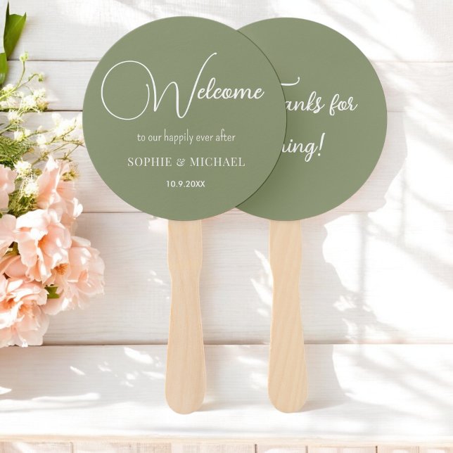 Wedding Sage Green White Thank You Fans (Creator Uploaded)