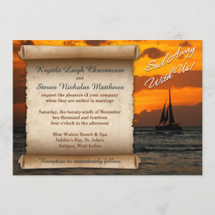 Wedding   Sail Away With Us!   Sailboat   Sunset Invitation