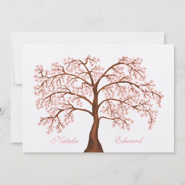 Wedding Sakura Cherry Blossom Tree Invitations (Front)