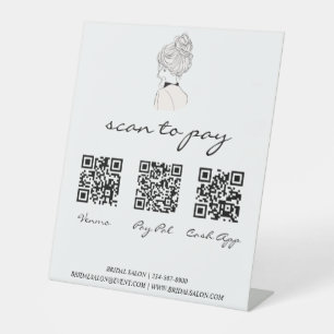 Wedding Salon Vendor QR Code Payment Pedestal Sign