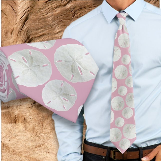 Wedding Sand Dollar Grooms RaspberryTie Neck Tie (Creator Uploaded)