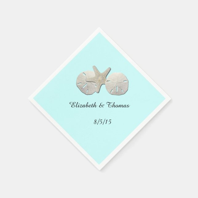 Wedding, Sand Dollar, Starfish, Custom Napkins (Corner)