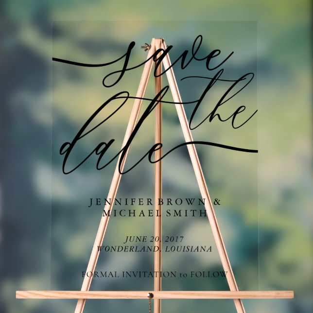 Wedding Save Date Custom Photo sign Calligraphy (Neutral)