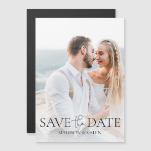Wedding Save Date Engagement Photo Elegant Script Magnetic Invitation