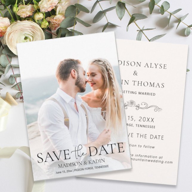 Wedding Save Date Photo Elegant Script Save The Date (Creator Uploaded)