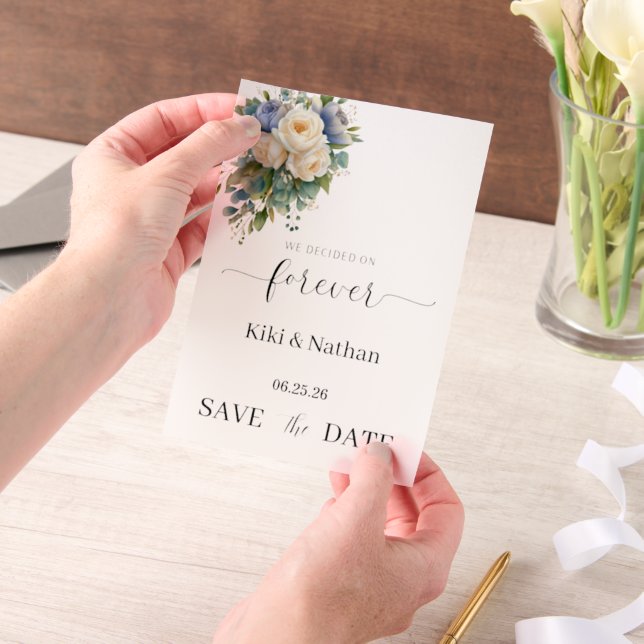 Wedding Save Date Vellum Overlay Invitations (Handheld)