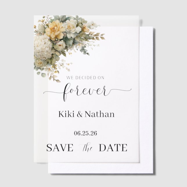 Wedding Save Date Vellum Overlay Invitations (Offset)